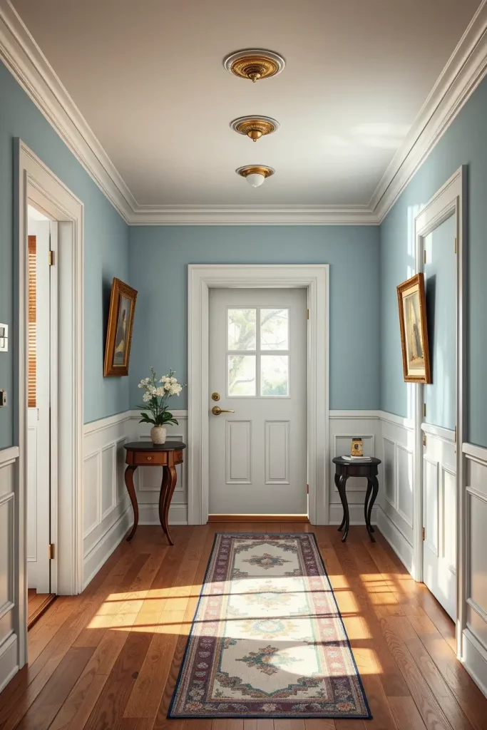 Wainscoting with wallpaper