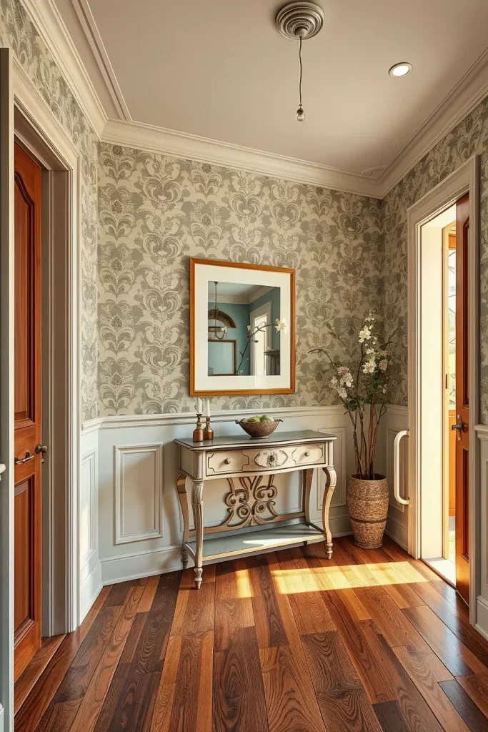 Retro wallpaper in hallway