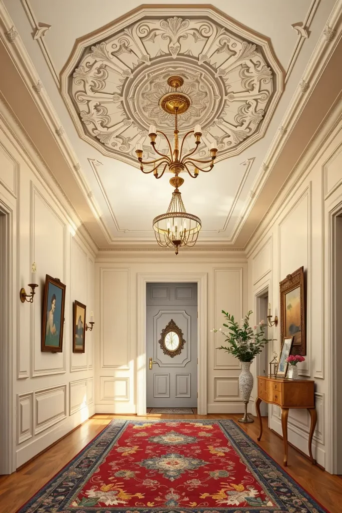 Ceiling medallion with chandelier