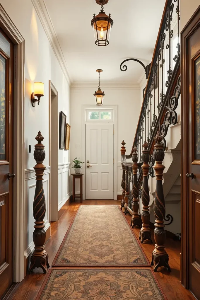 Carved wooden stair rail