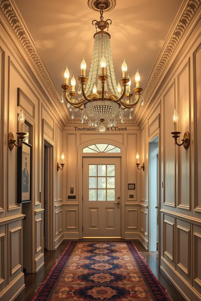 Crystal chandelier in hallway