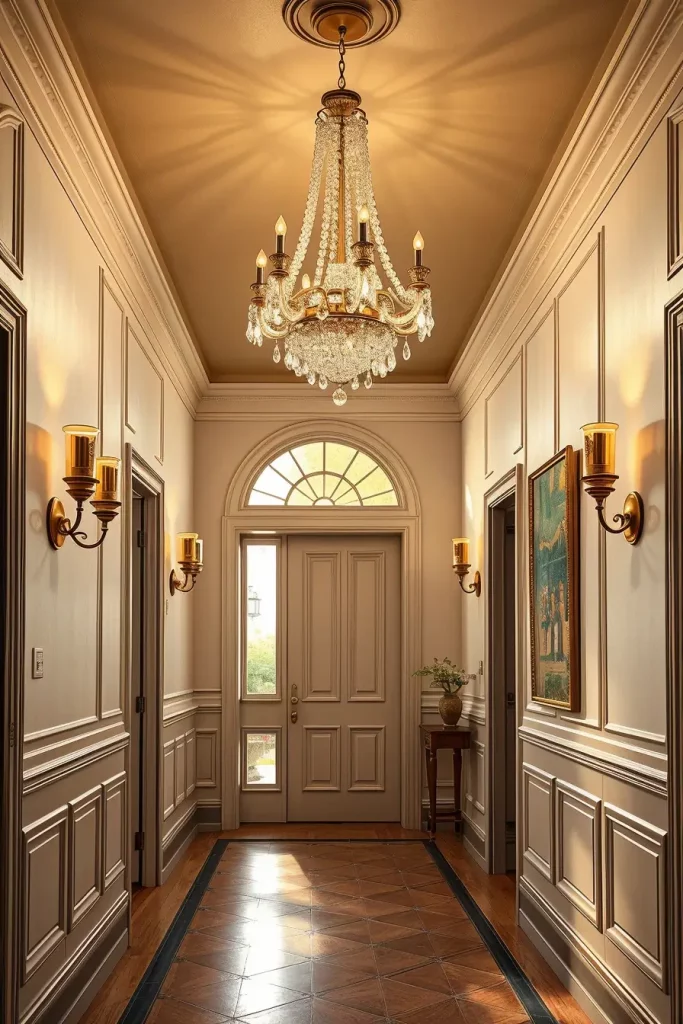 Chandelier with wall sconces