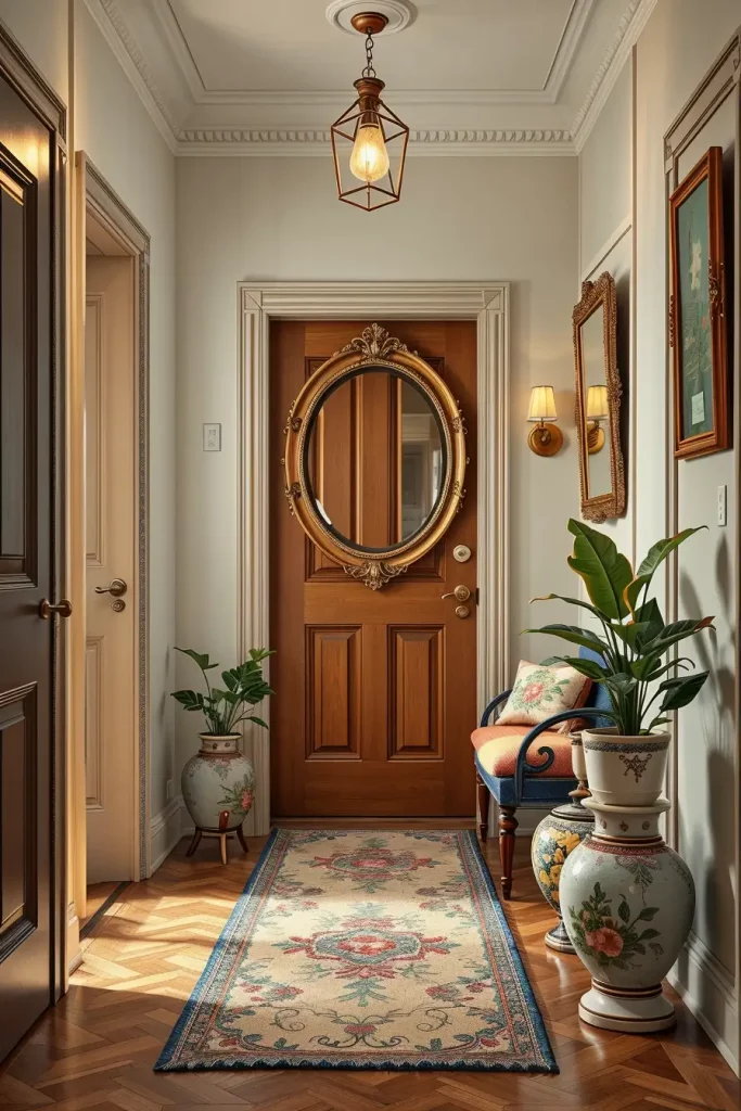 Decorative textiles in hallway