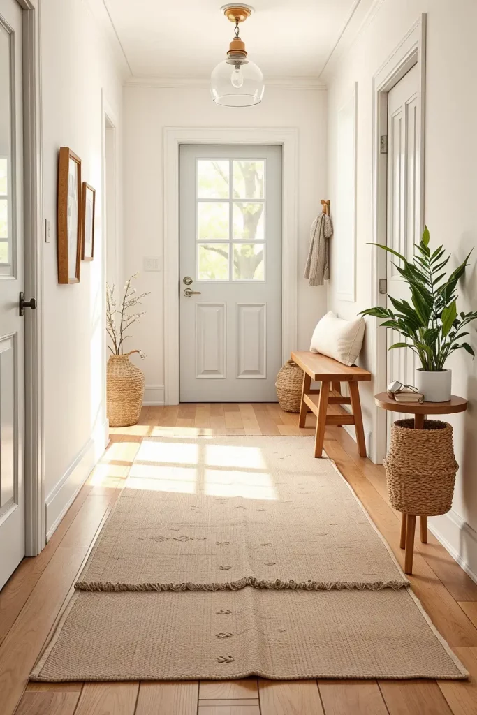 Linen runner in hallway