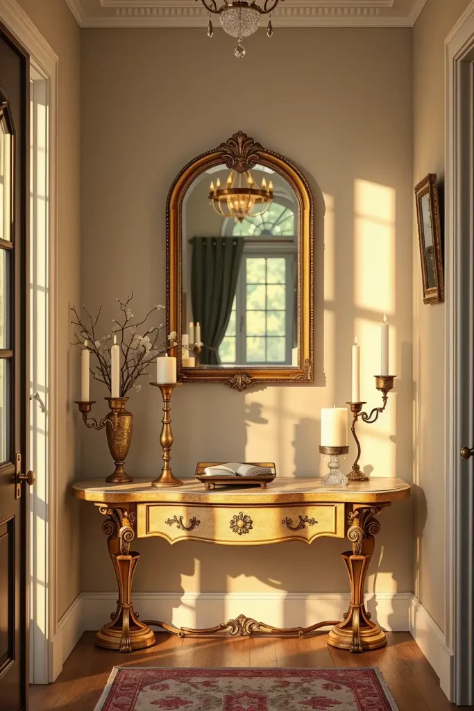 Candle display on console