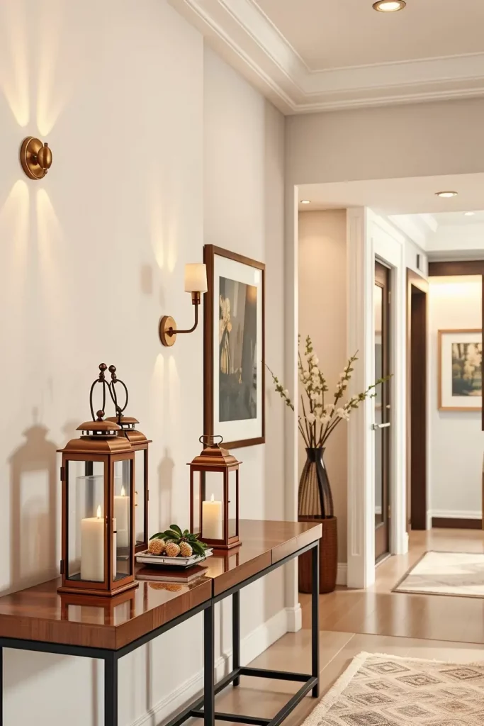 Wall sconces in hallway