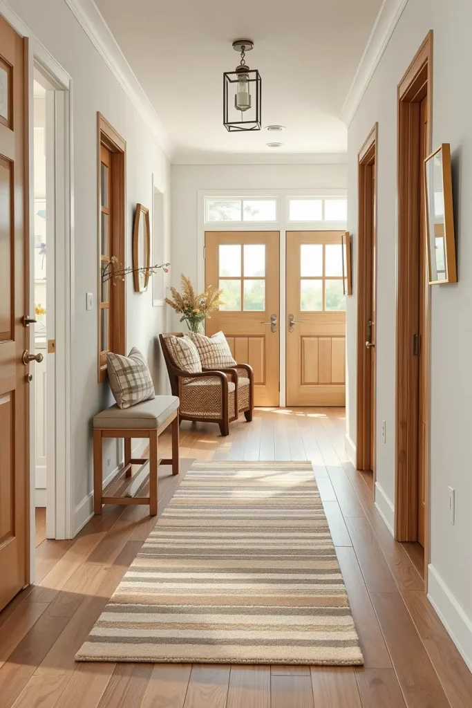 Striped runner in hallway