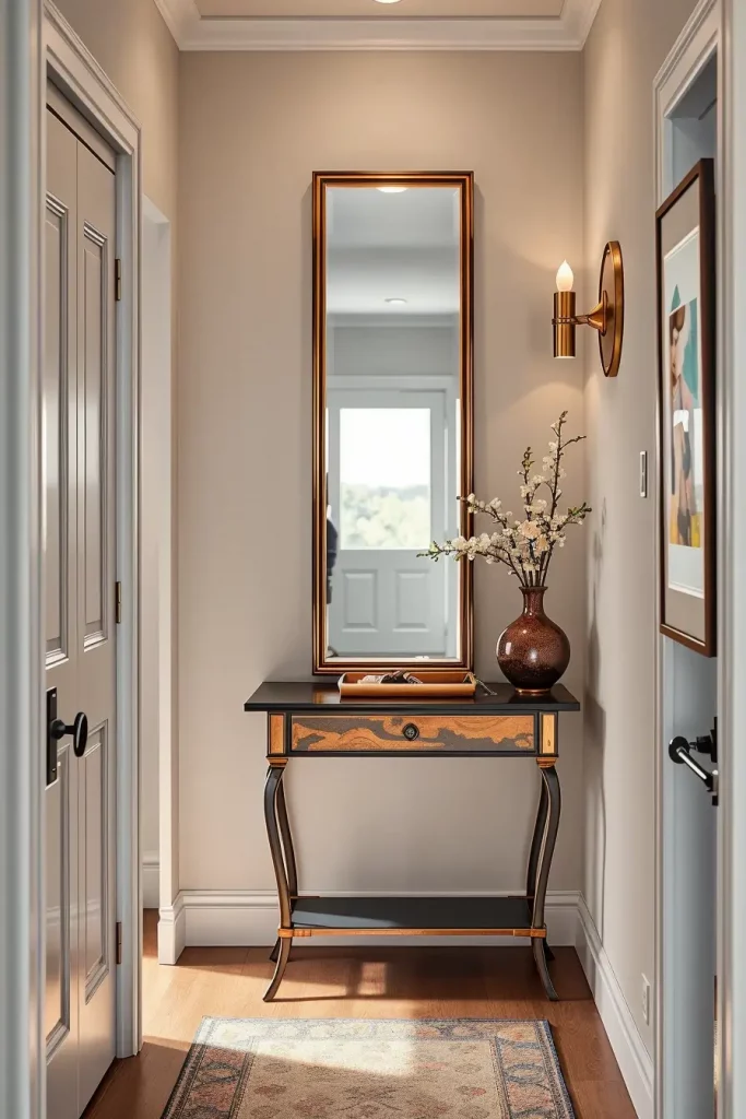 Entry table in narrow hallway