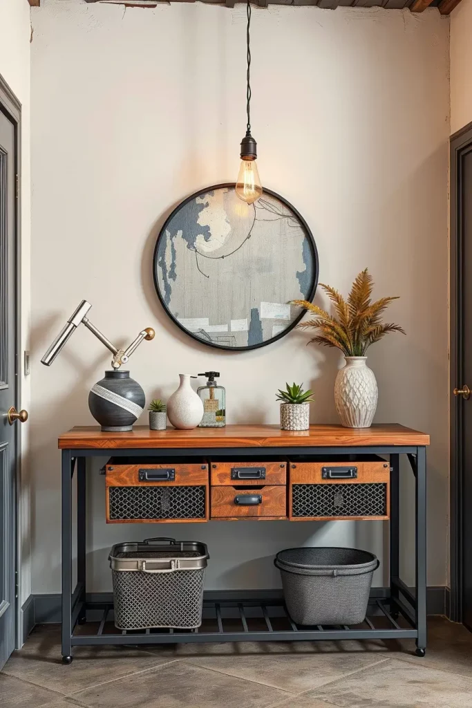 Entry table with industrial style