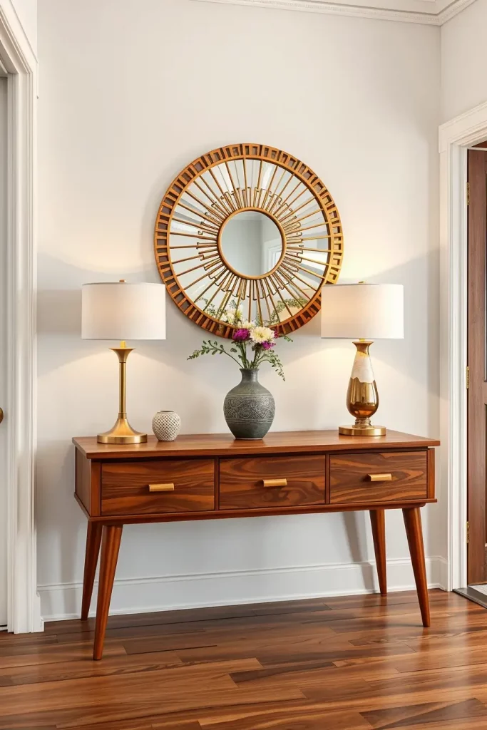 Stylish mid-century modern entry table