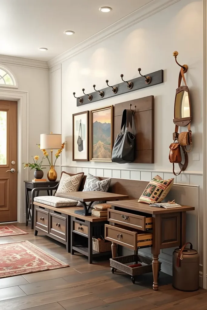 Entry table with bench and storage