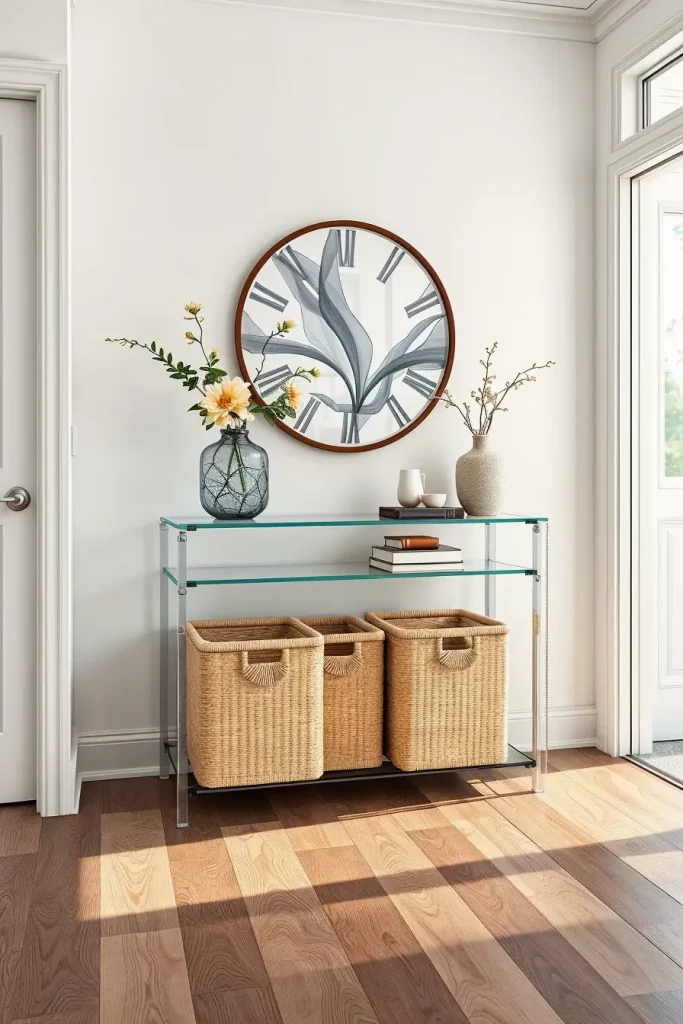 Elegant entry table with glass top