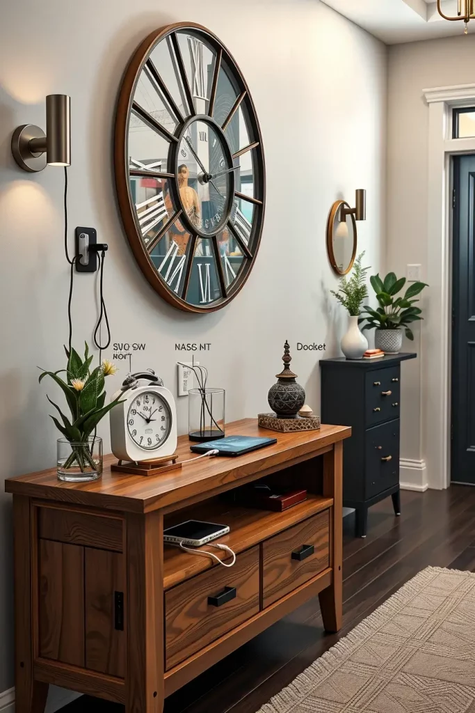 Entry table with charging station