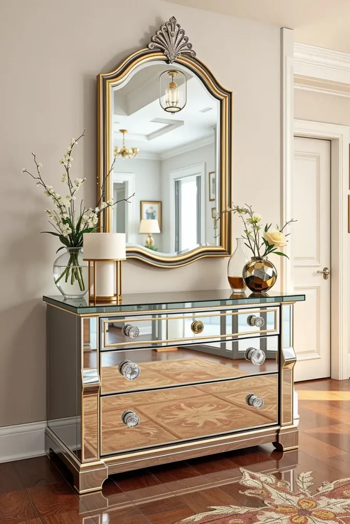 Elegant mirrored entry table