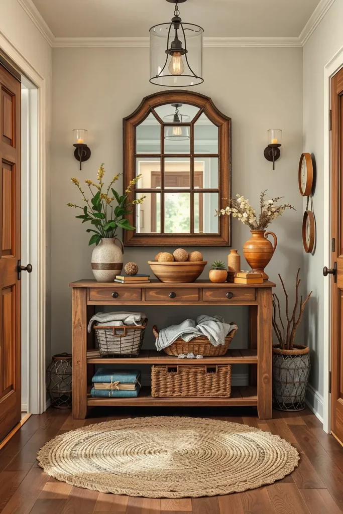 Cozy rustic entry table