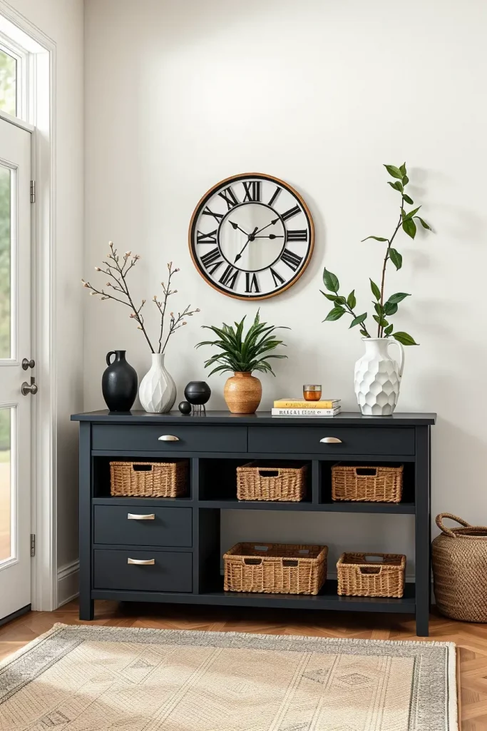 Industrial style black entry table