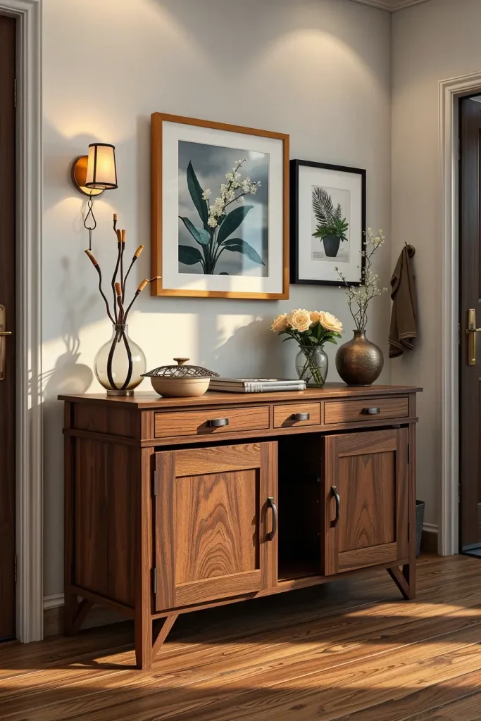 Entry table with lockable storage