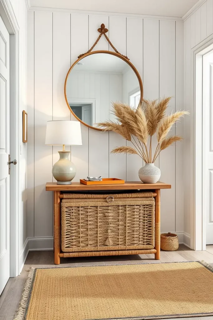 Cozy rattan entry table