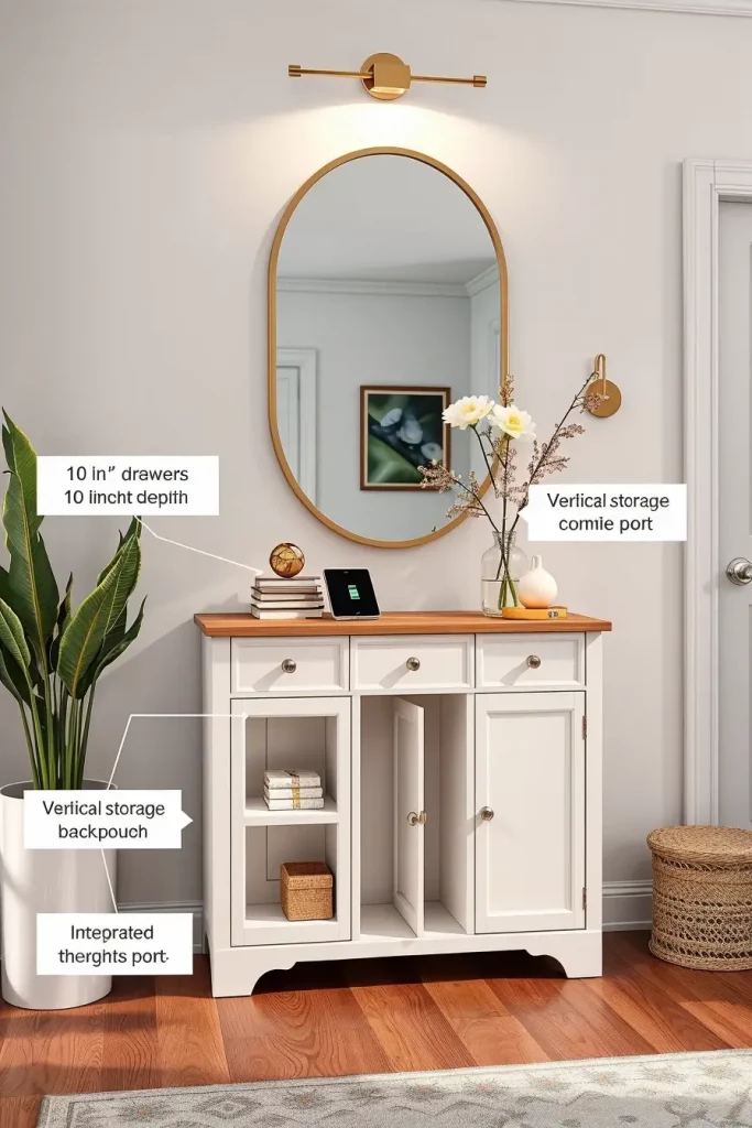 Slim entry table with storage