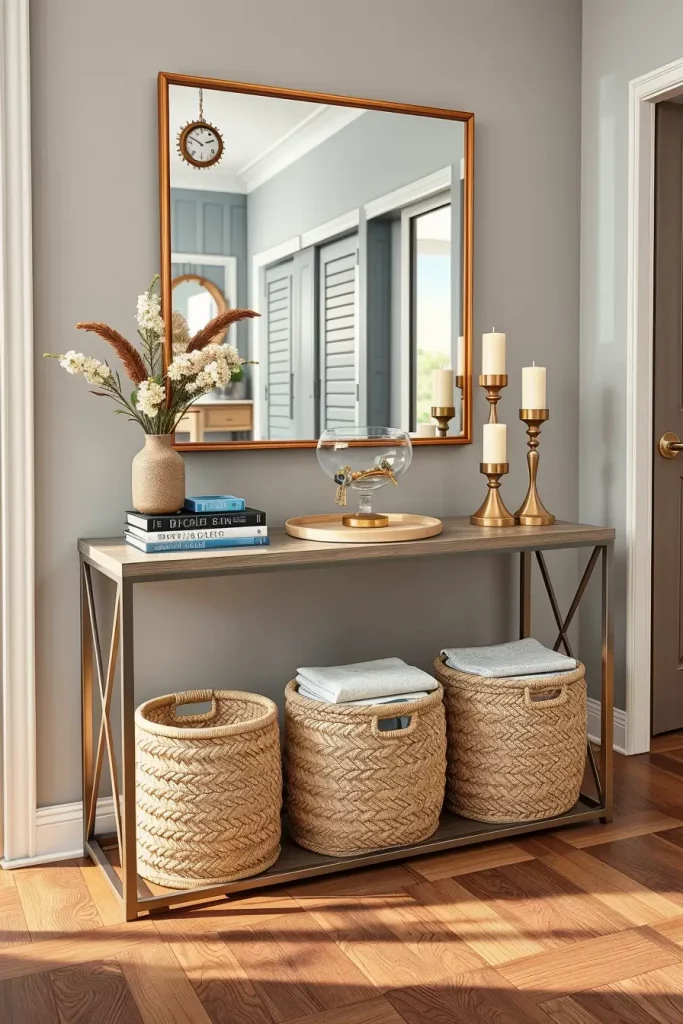 Organized entry table decor