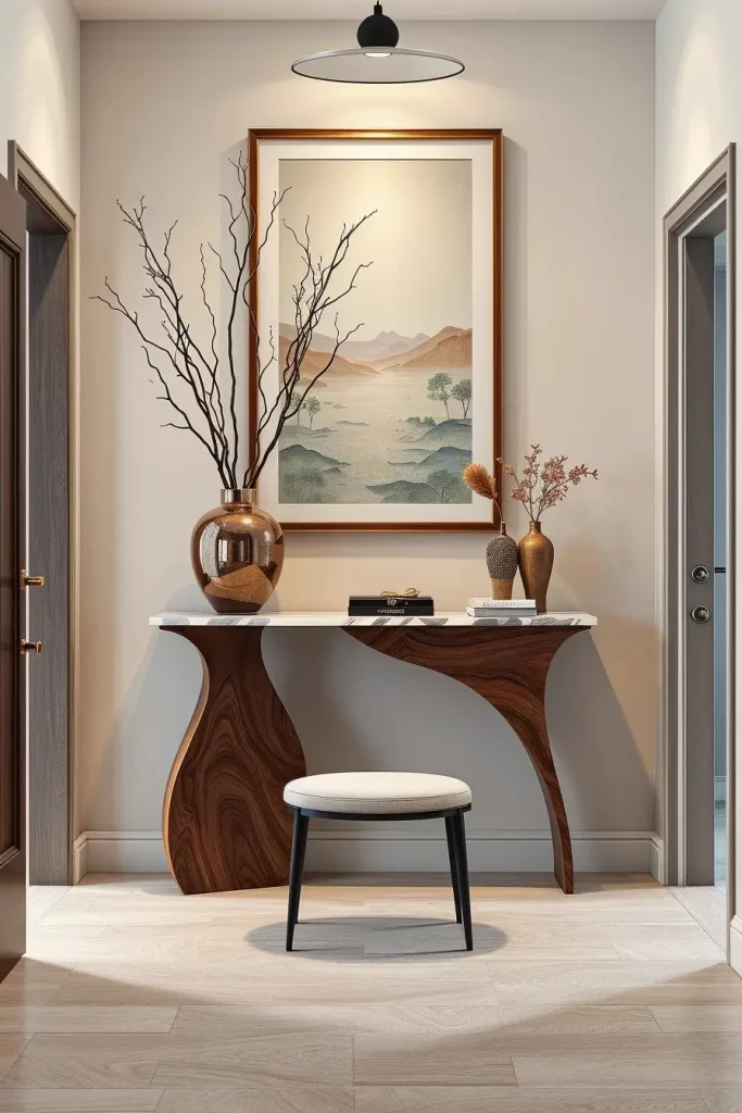Modern entryway console styling