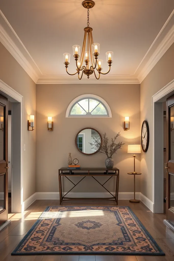 Layered lighting in entryway