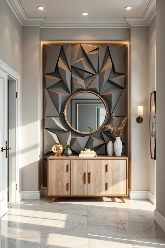 3D wall panels in entryway