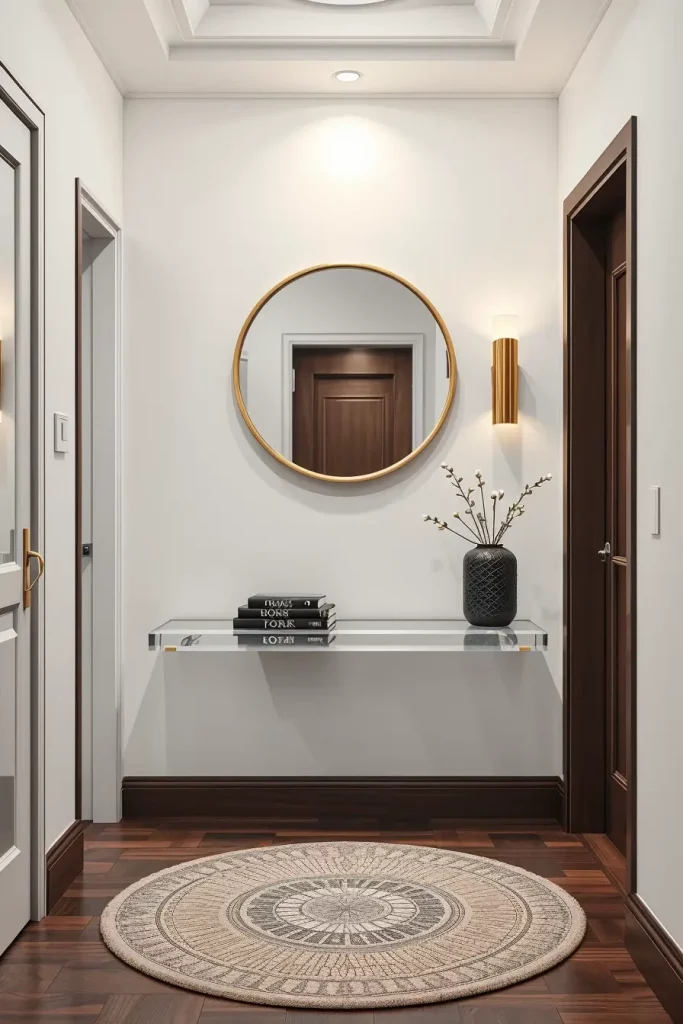 Acrylic entry table in small space