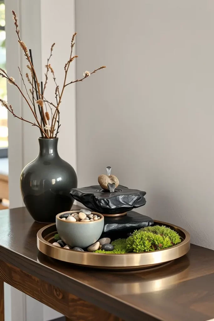 Tabletop fountain on entry table