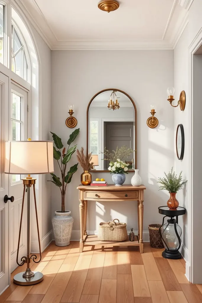 Entry table with layered lighting