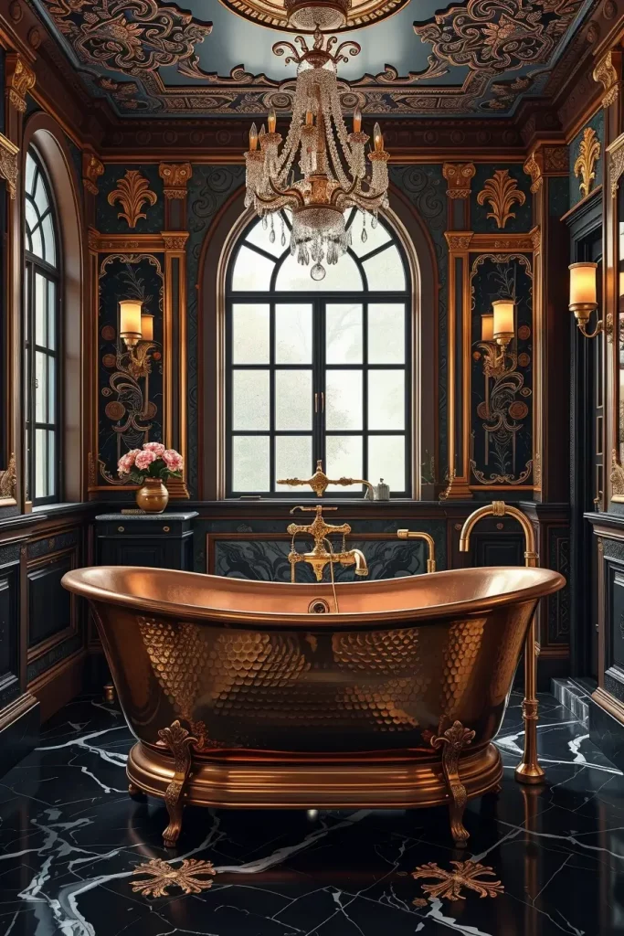 Hammered copper freestanding tub