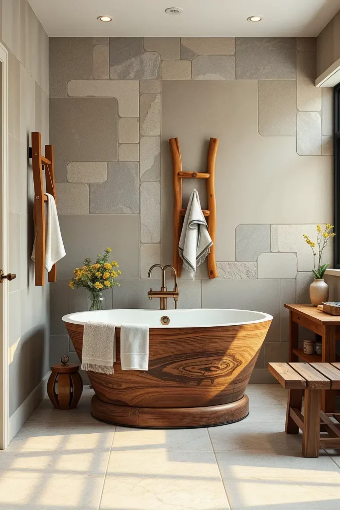 Natural wood bathroom design