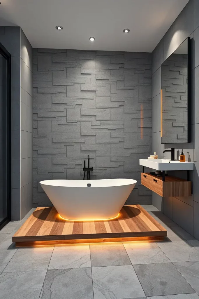Geometric freestanding tub