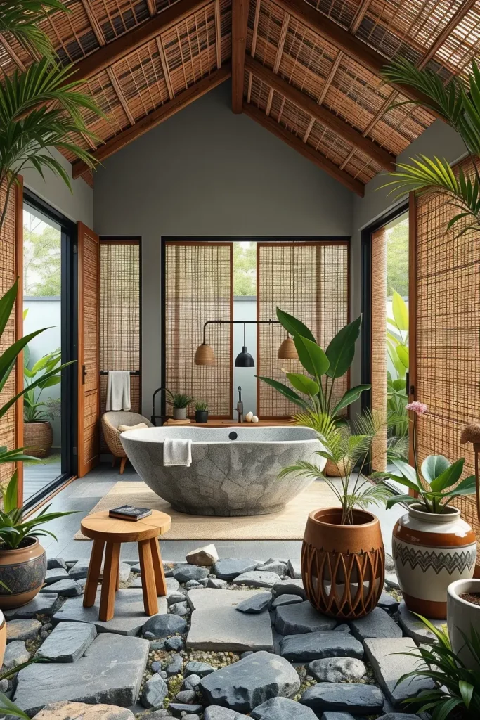 Nature-integrated freestanding tub