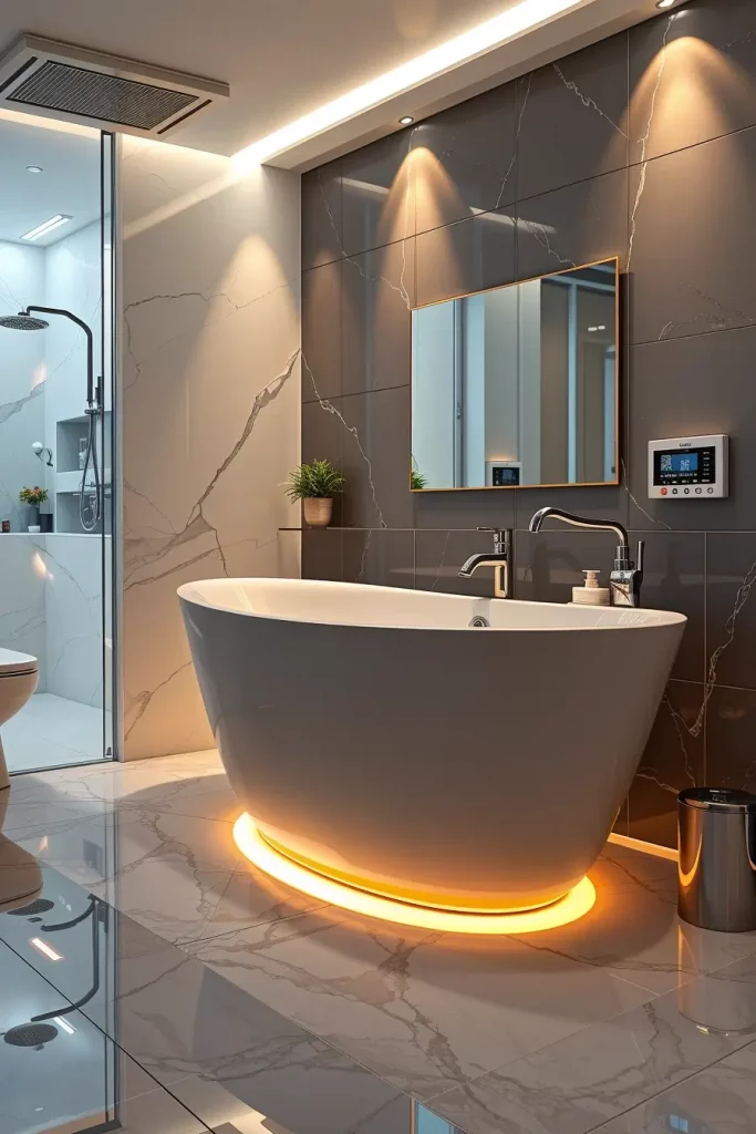 LED illuminated freestanding tub