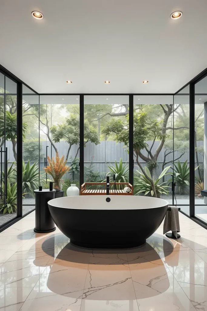 Modern bathroom with glass enclosure