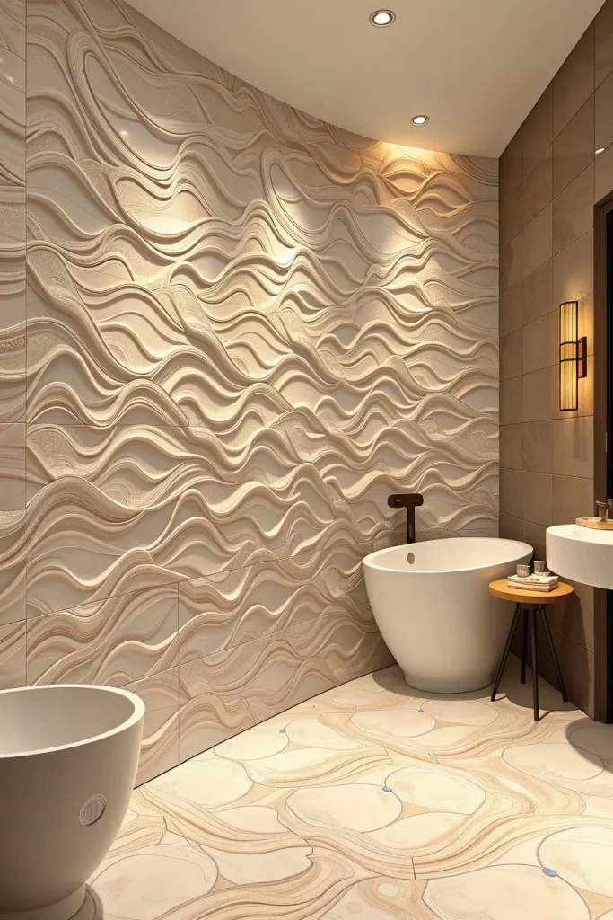 Fish scale tiles in bathroom