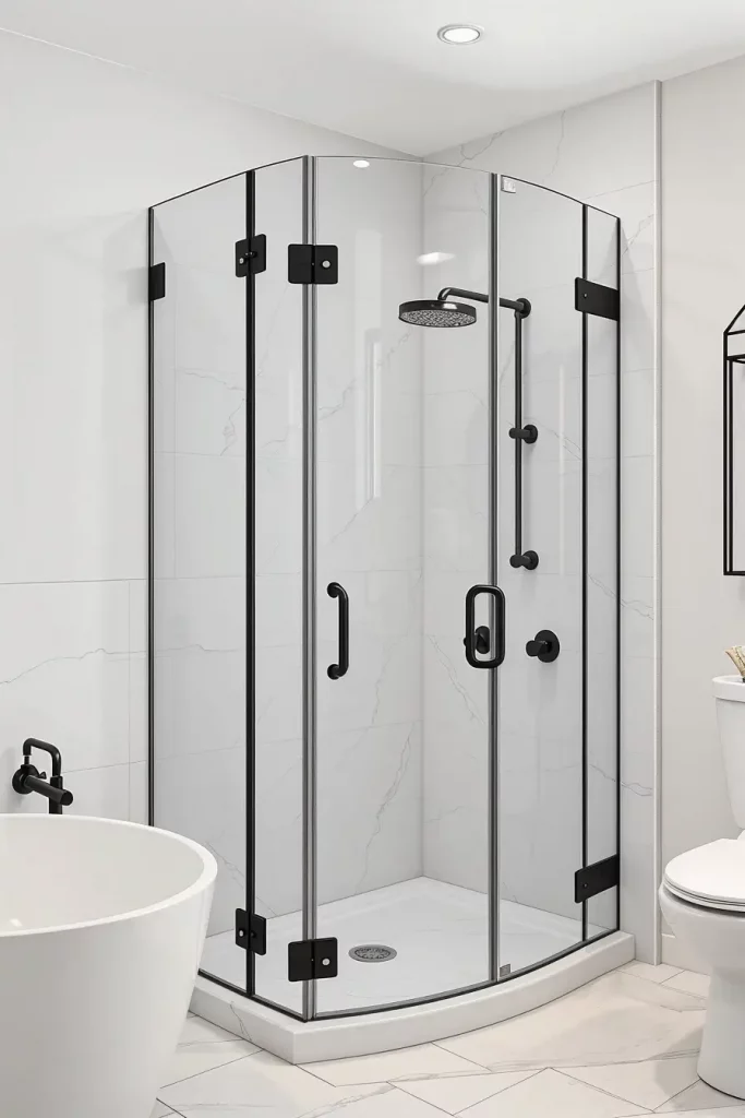 Curved shower glass panel