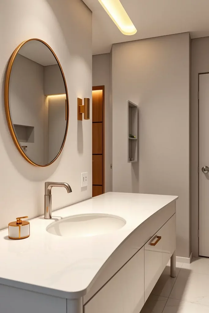 Floating curved countertop