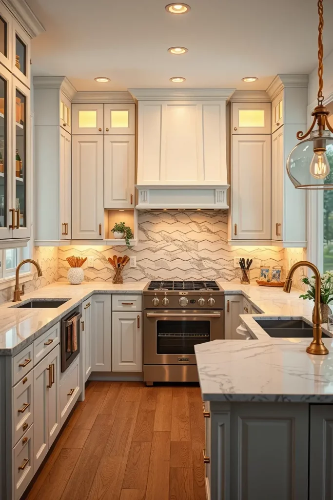 Amber under-cabinet lighting