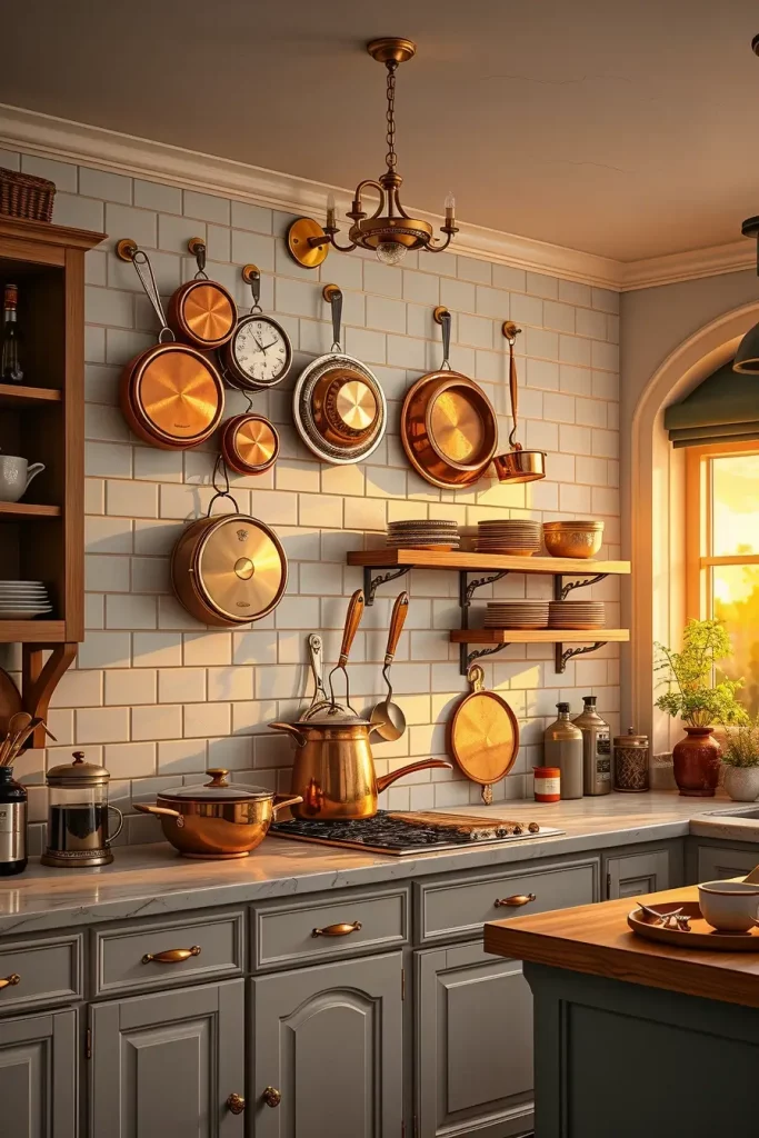 Copper and brass kitchen accents