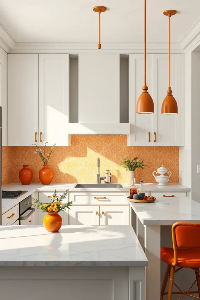 Kitchen with chili red accents