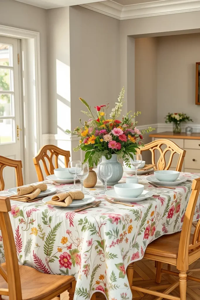 Table setting with botanical prints