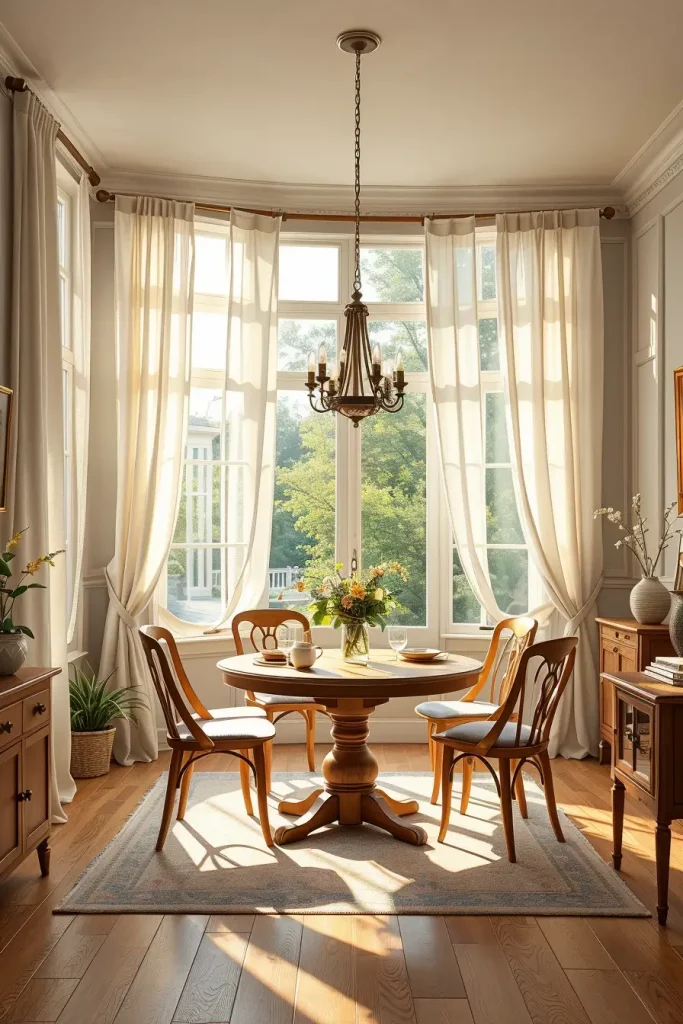 Light curtains in dining room