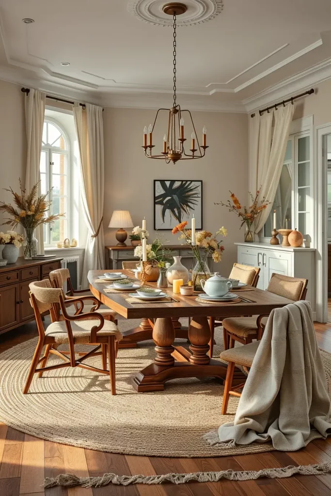 Cohesive late summer dining room