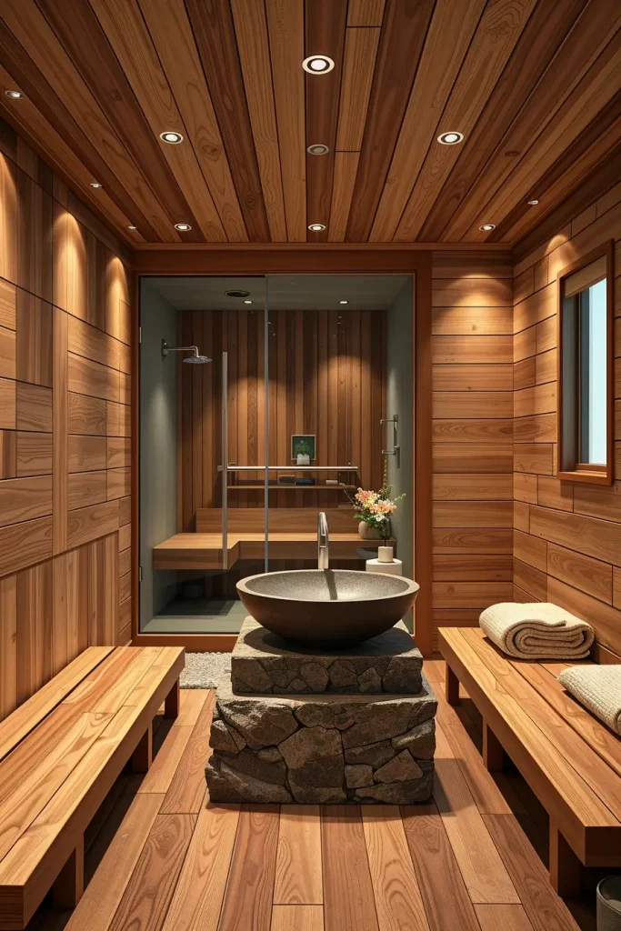 Cedar steam shower