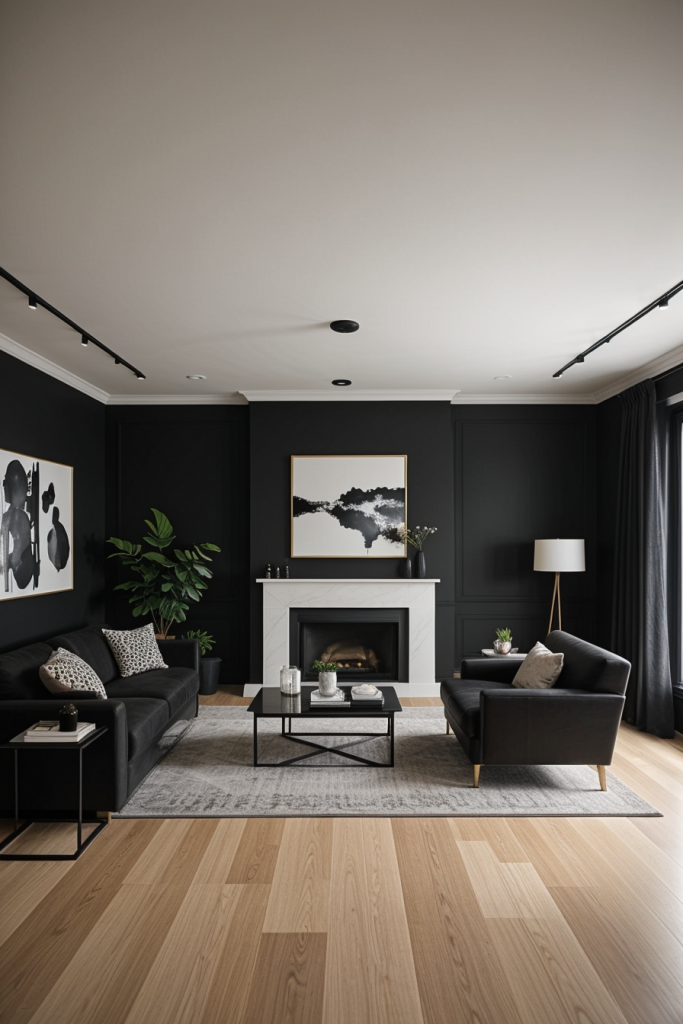 Art on black accent wall