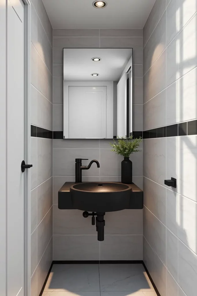 Wall-mounted faucet above sculptural sink