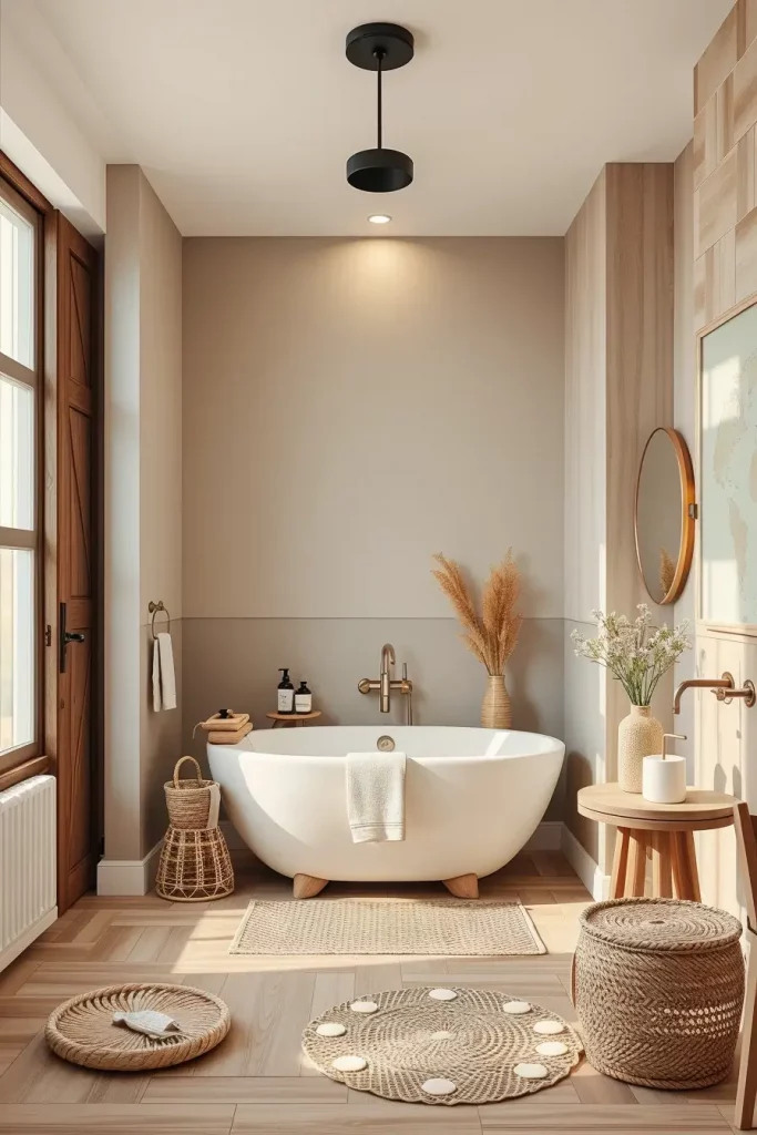 Warm neutral bathroom tones