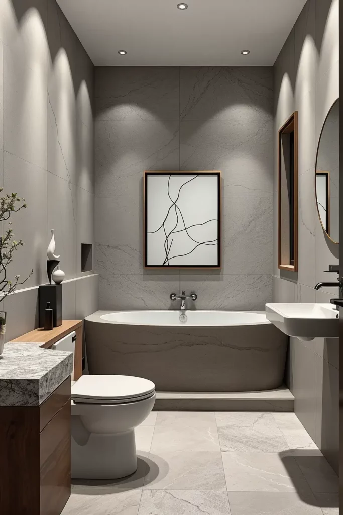 Minimalist art in bathroom